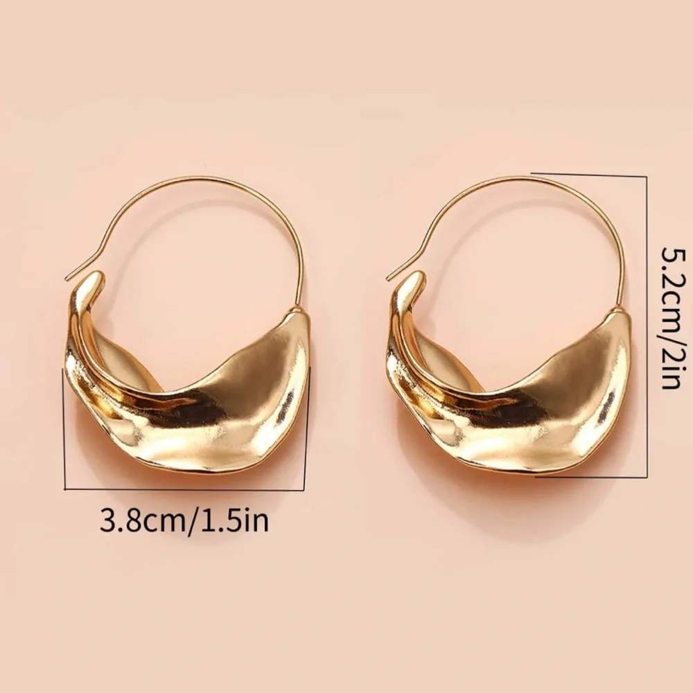 Irregular Hoop Fashion Earrings Gold Tone - Picture 3 of 4
